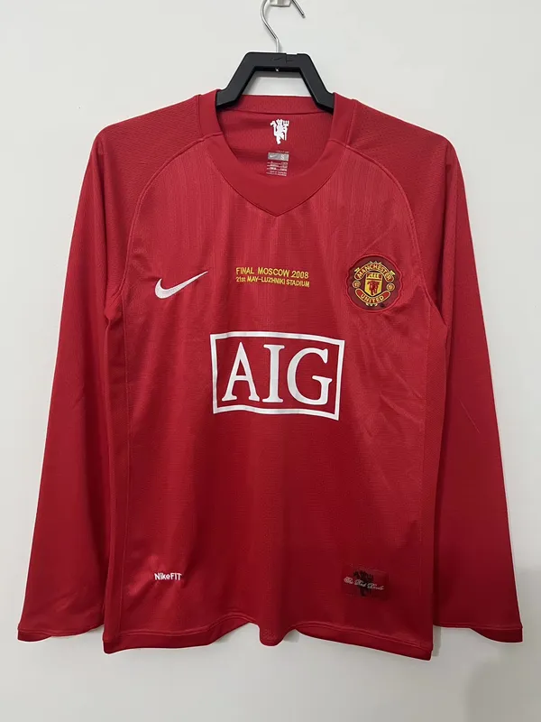 2023090716565628.webp Retro Manchester United 2007/08 Home UCL Long Sleeve Jersey - Image 1